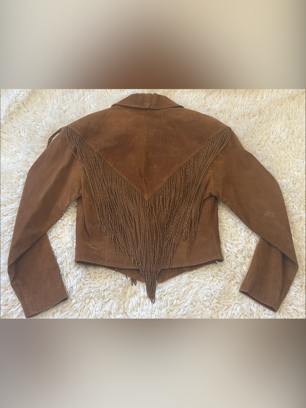 Vintage Brown Leather Suede Fringe Jacket by Circle Creek - Picture 2 of 11